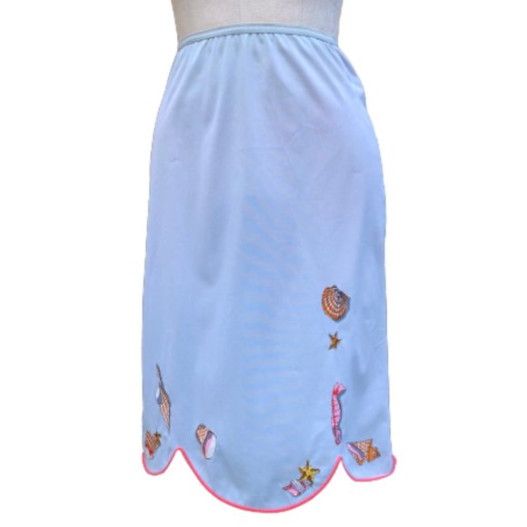 Vintage 50s Vanity Fair Mermaid Core Pillow Tab Seashells Tricot Slip Skirt XS - Picture 4 of 17